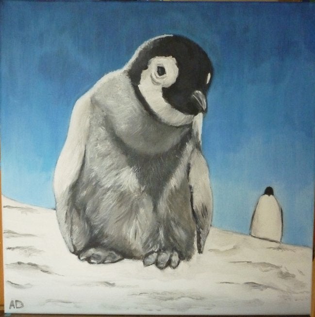 Pinguins, Acrylverf, Handgeschilderd, Ophalen of Verzenden, Dieren