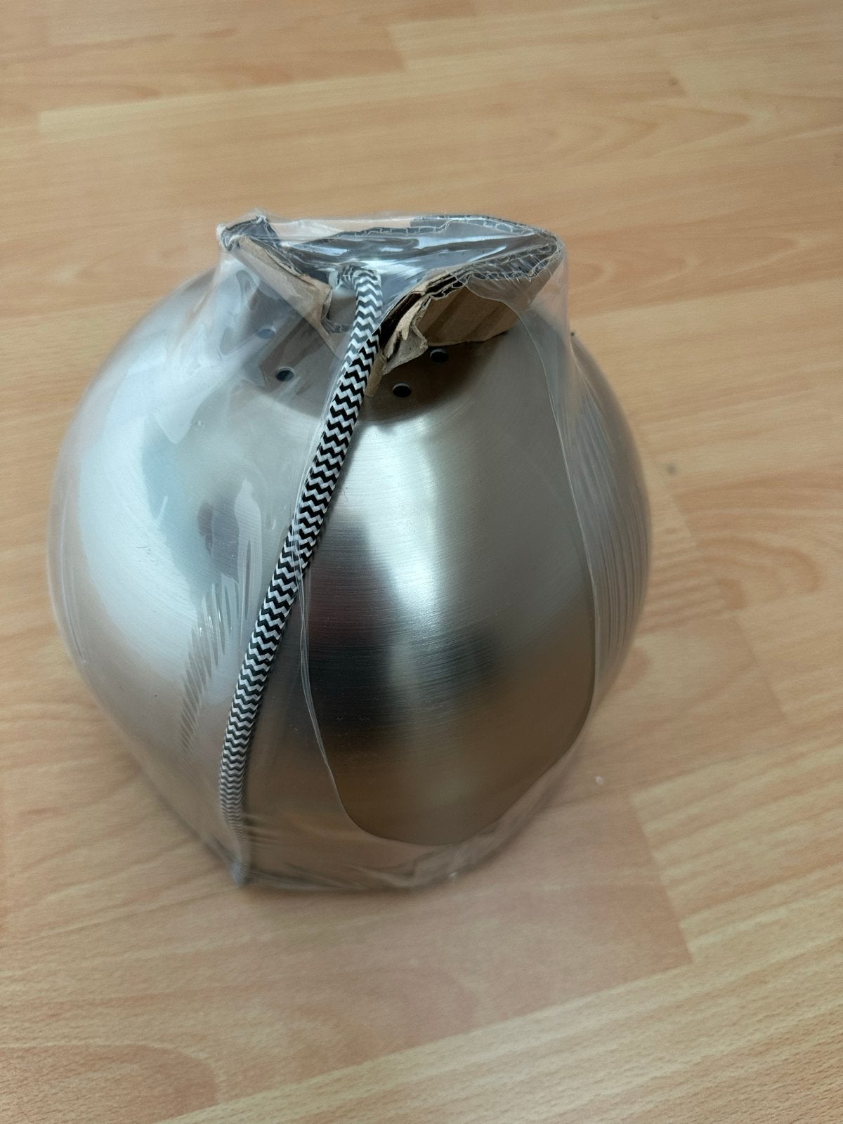 Hema Hanglamp Zilver met Zwart/Wit Kabel, Ophalen of Verzenden, Nieuw, Metaal, Minder dan 50 cm