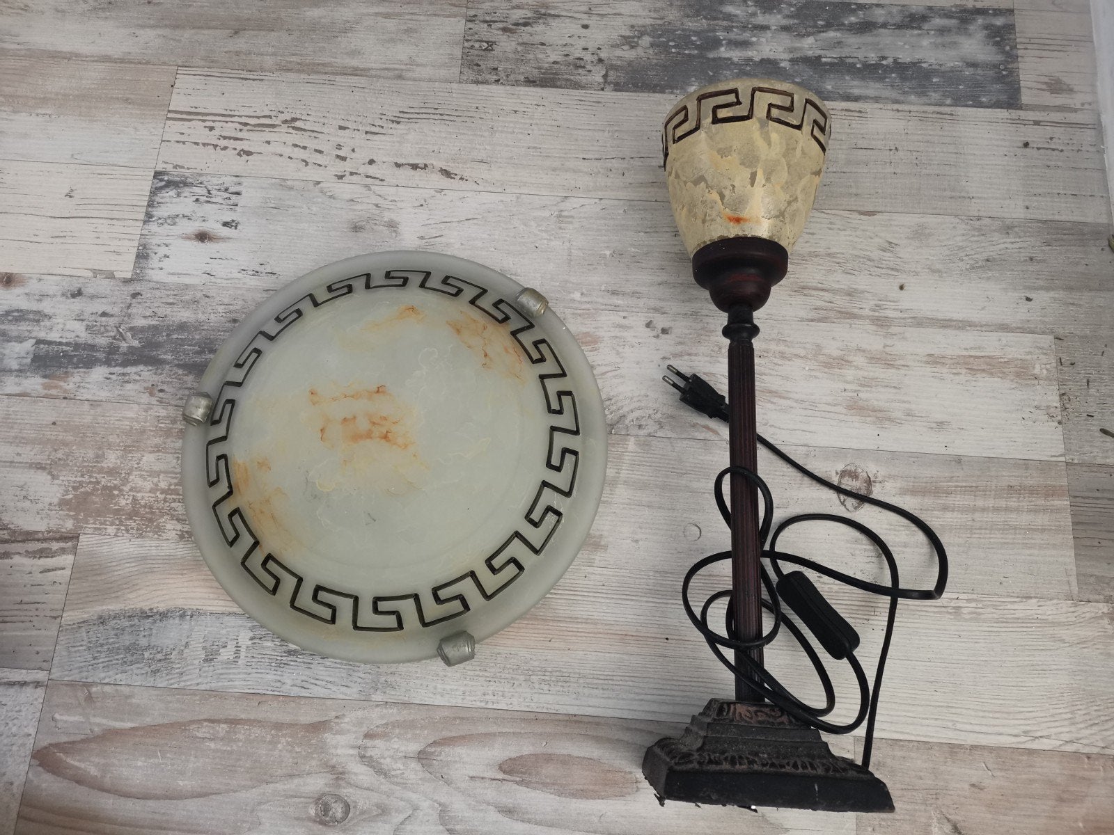 Plafondlamp en tafellamp set - Griekse stijl, Ophalen, Gebruikt