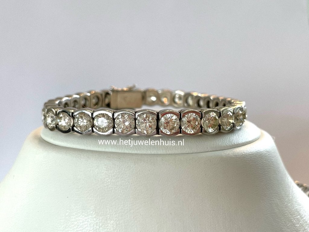 Tennisarmband 18kt. goud met 18.10crt. diamant, Sieraden, Tassen en Uiterlijk, Ophalen, Wit, Zo goed als nieuw, Met edelsteen