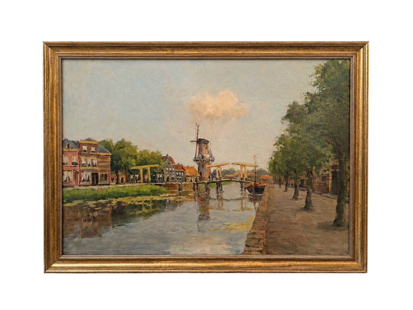 Jan van Dam (1857-1927) - Gzcht. op de o. Herengracht Leiden, Antiek en Kunst, Kunst | Schilderijen | Klassiek, Stads- / dorpsgezicht