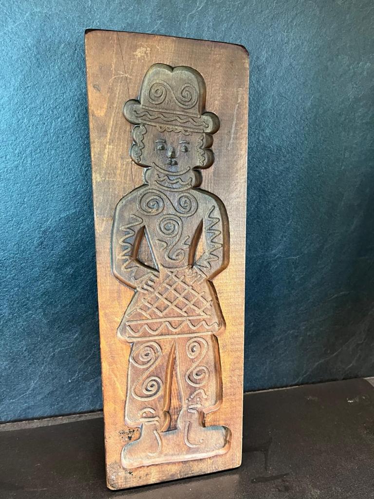 Antieke houten koekjesvorm - Jongen met hoed, Ophalen of Verzenden