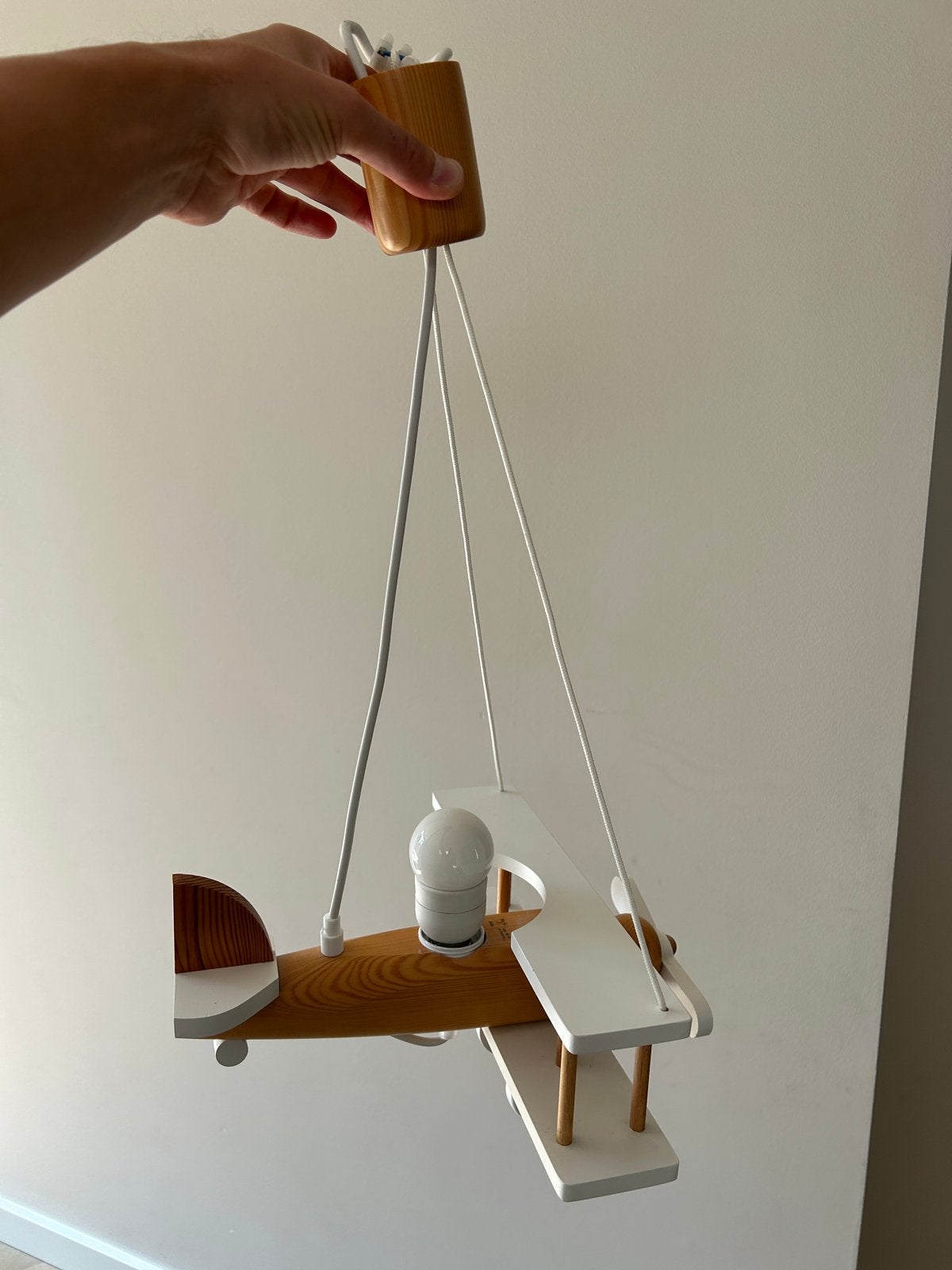 houten vliegtuig lamp voor kinderkamer, Ophalen, Gebruikt, Hout, E27 (groot)