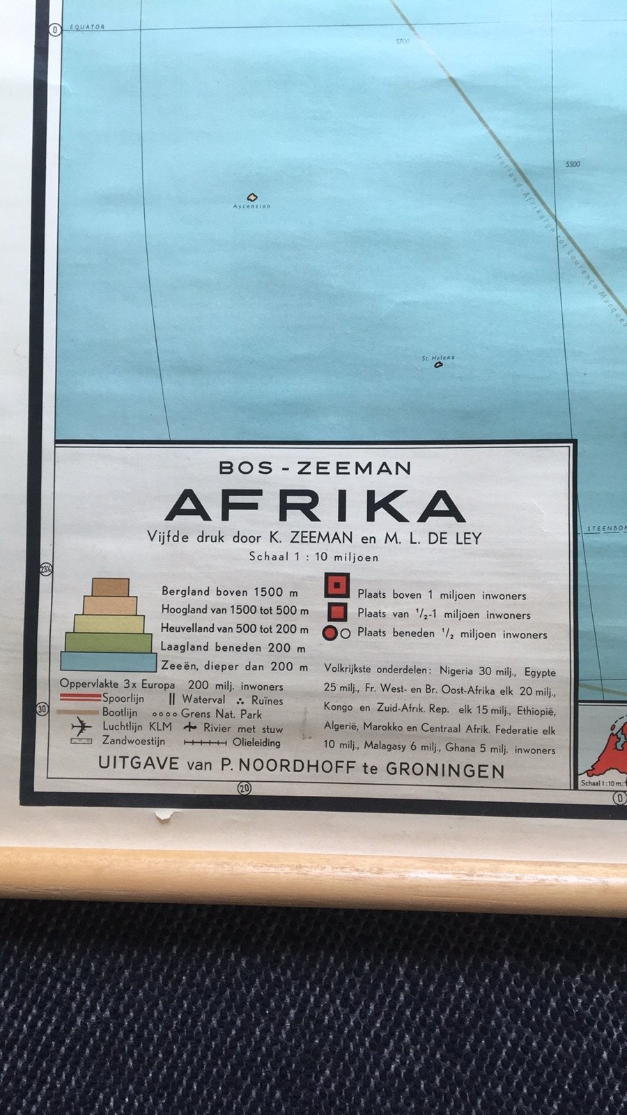 Vintage Schoolplaat Afrika - Bos-Zeeman, Antiek en Kunst, Ophalen, Aardrijkskunde