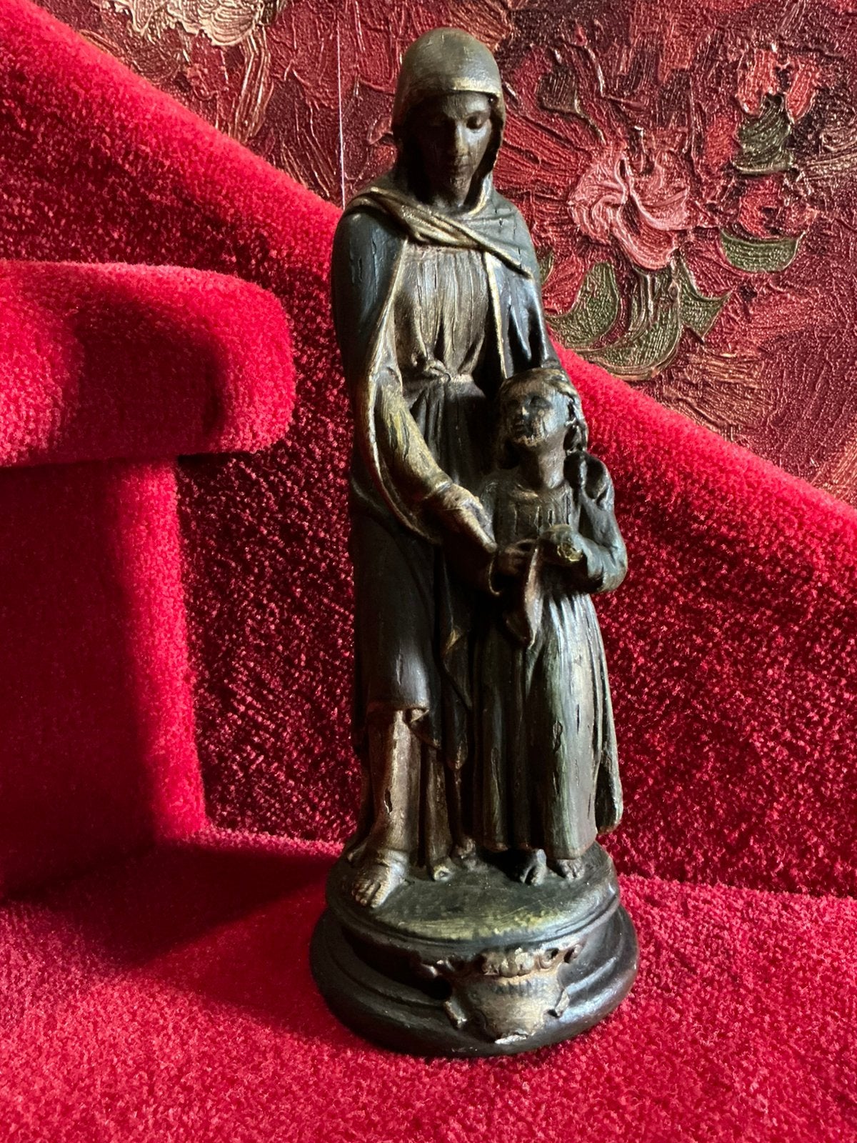 Zeldzaam Antiek heiligenbeeld ❤️ H. St. Anna met Maria, Antiek en Kunst, Ophalen of Verzenden