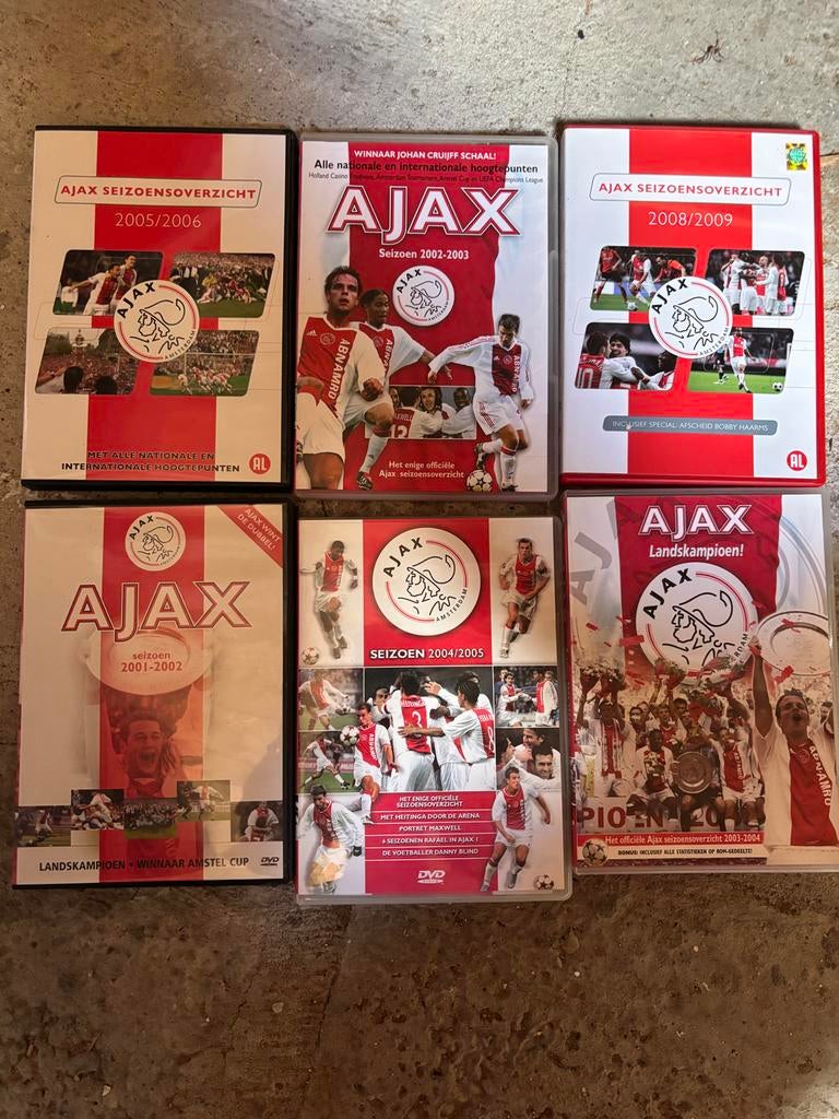Ajax Seizoensoverzichten DVD Collectie (6 stuks), Alle leeftijden, Ophalen of Verzenden, Gebruikt, Boxset
