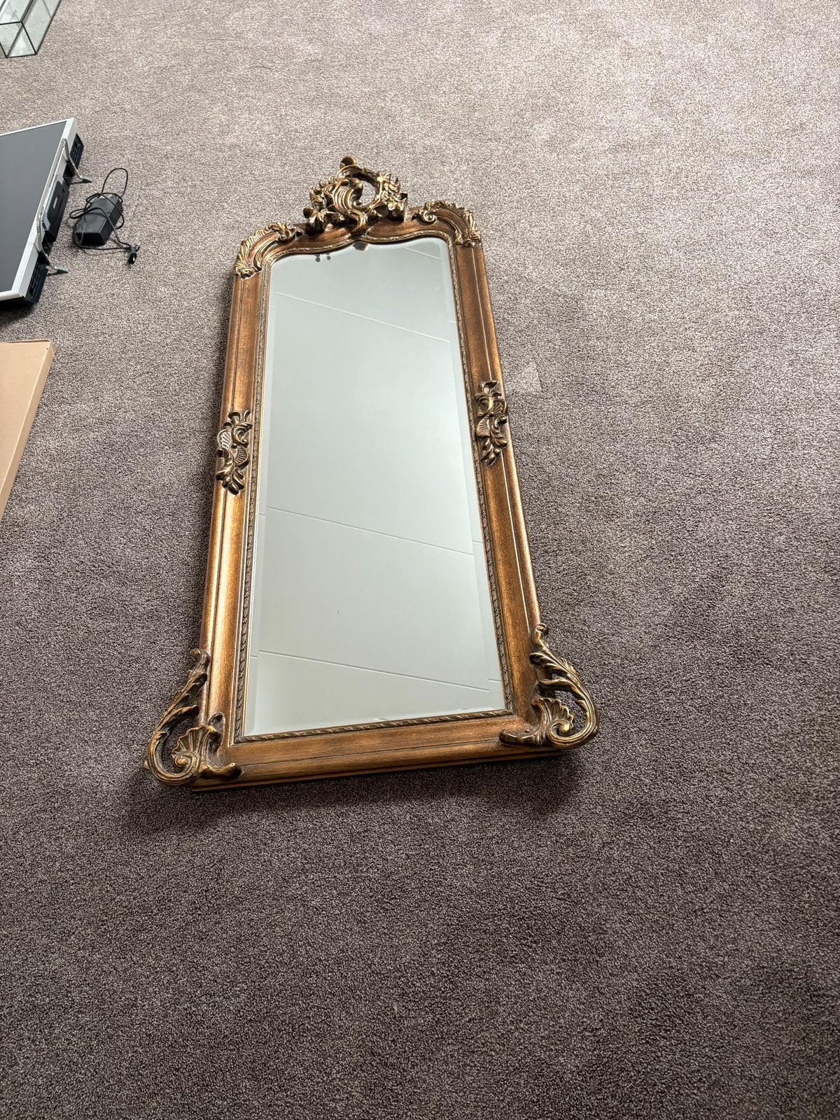 Franse spiegel in brocante look, Ophalen, Rechthoekig