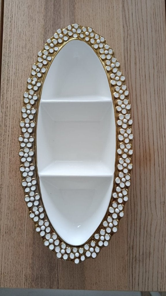 Decoratieve serveerschaal met 3 vakken, Overige merken, Ophalen of Verzenden, Overige stijlen, Porselein