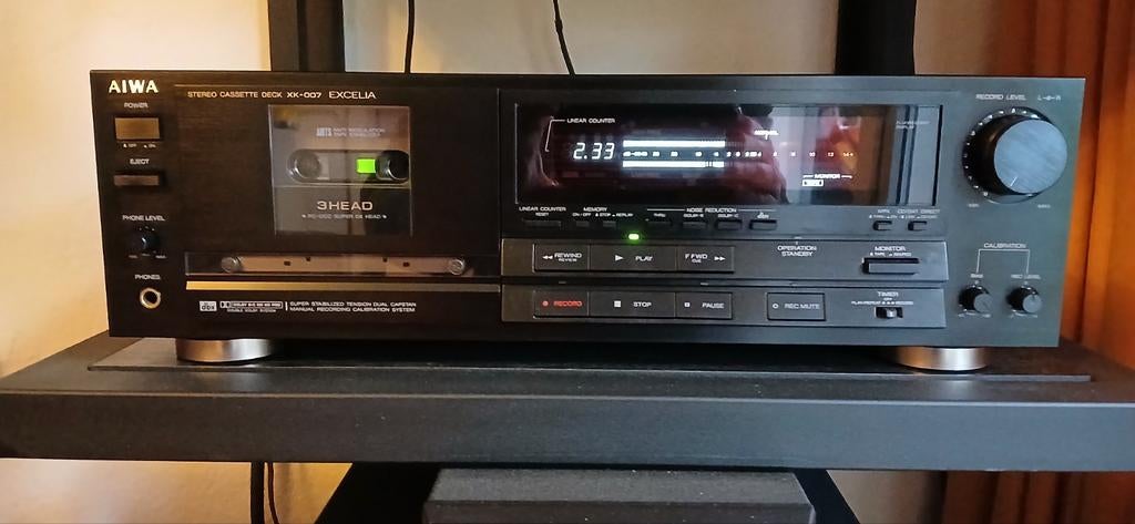 Aiwa cassettedeck XK- 007excelia, Ophalen of Verzenden, Zo goed als nieuw, 120 watt of meer, Overige merken