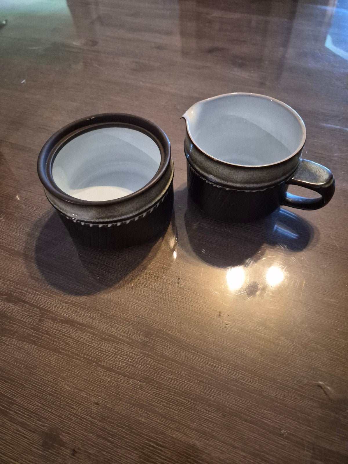 Denby England suikerpot en melkkan, Ophalen