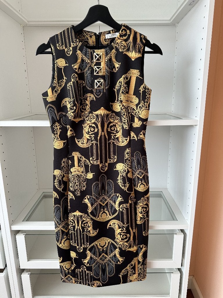 Versace Barocco Jurk Zwart Goud EU 36, Kleding | Dames, Zwart, Ophalen of Verzenden, Zo goed als nieuw, Versace