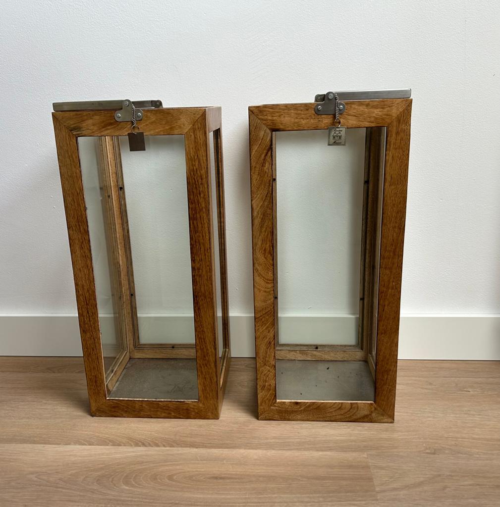 Set van 2 Riviera Maison windlichten, Huis en Inrichting, Ophalen, Hout, Gebruikt, Landelijk