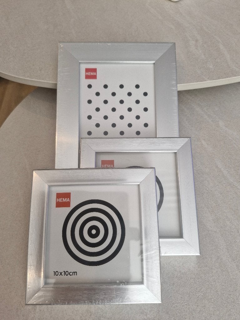 Set  (3) Zilverkleurige Fotolijstjes van de HEMA., Ophalen of Verzenden, Nieuw, Zilver, Overige typen