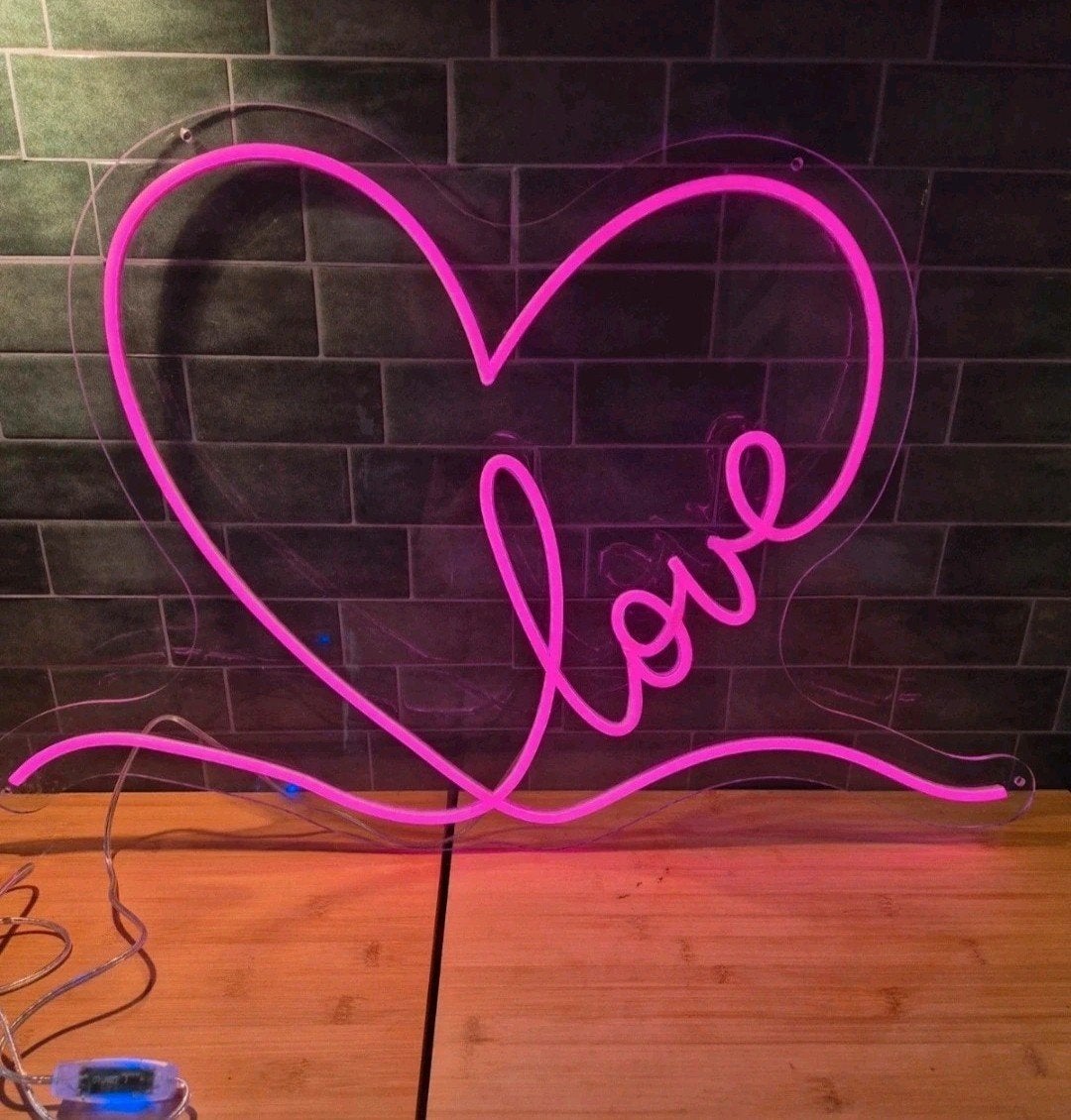 Neon Love Lamp met 3 standen, Verstelbaar, Ophalen, Gebruikt, Roze