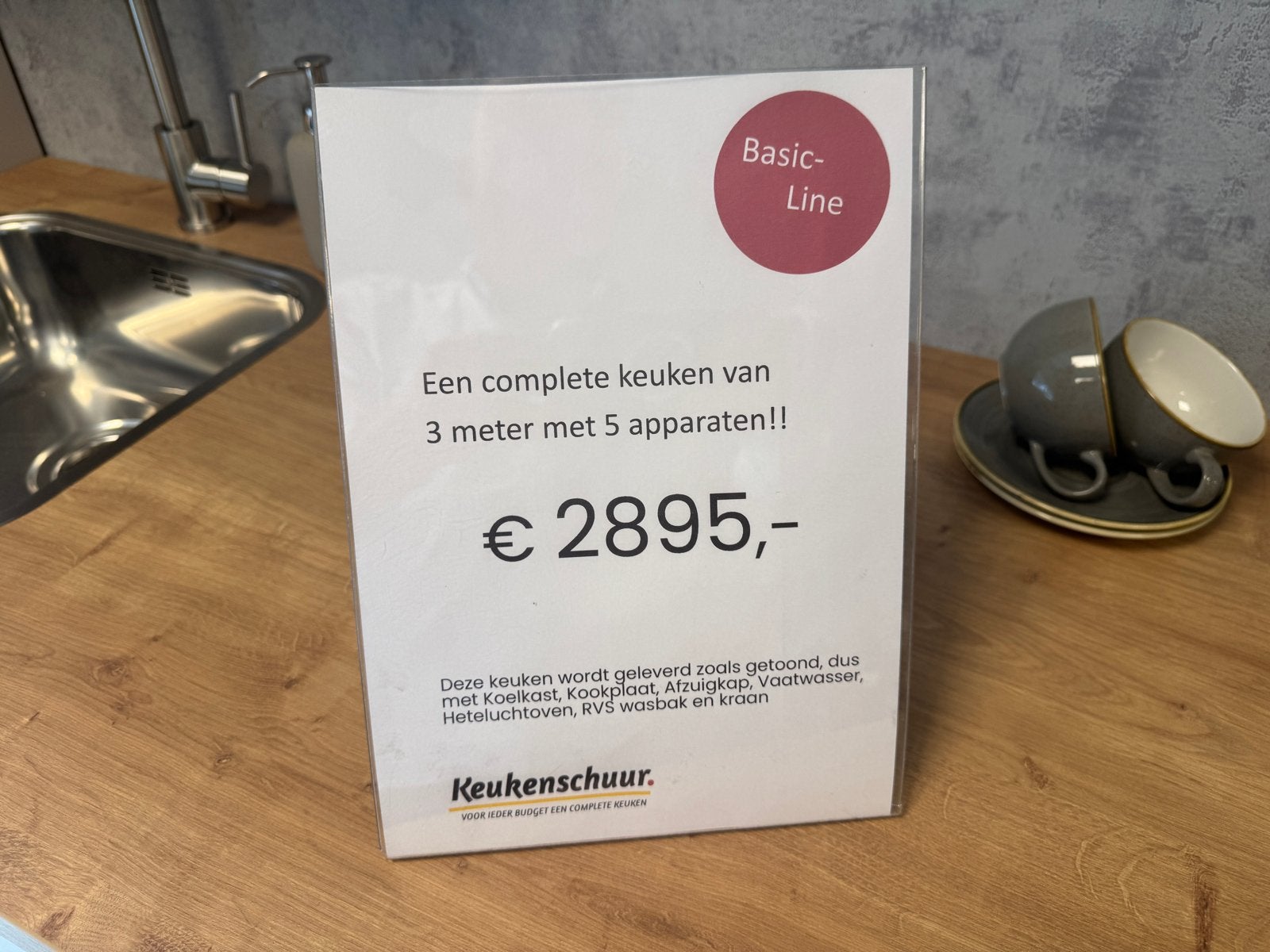 Complete Basic-Line keuken 3 meter met 5 apparaten, Overige kleuren, Nieuw, Enkelwandige keuken, Ophalen of Verzenden