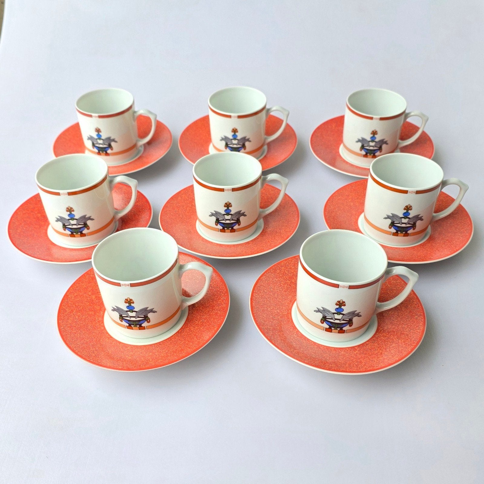 8 Cartier kop en schotels van la maison venitienne porselein, Ophalen of Verzenden