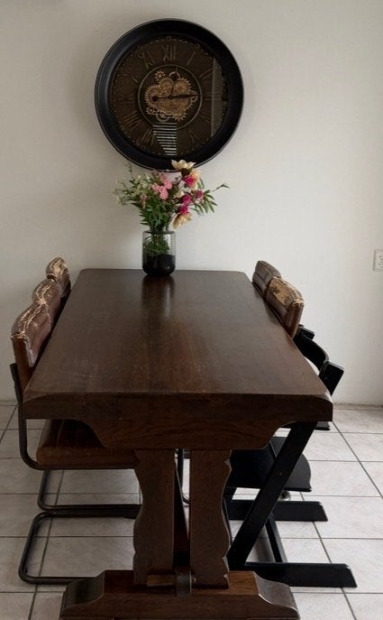 Massief eiken kloostertafel, Ophalen, Gebruikt, Eikenhout, 50 tot 100 cm