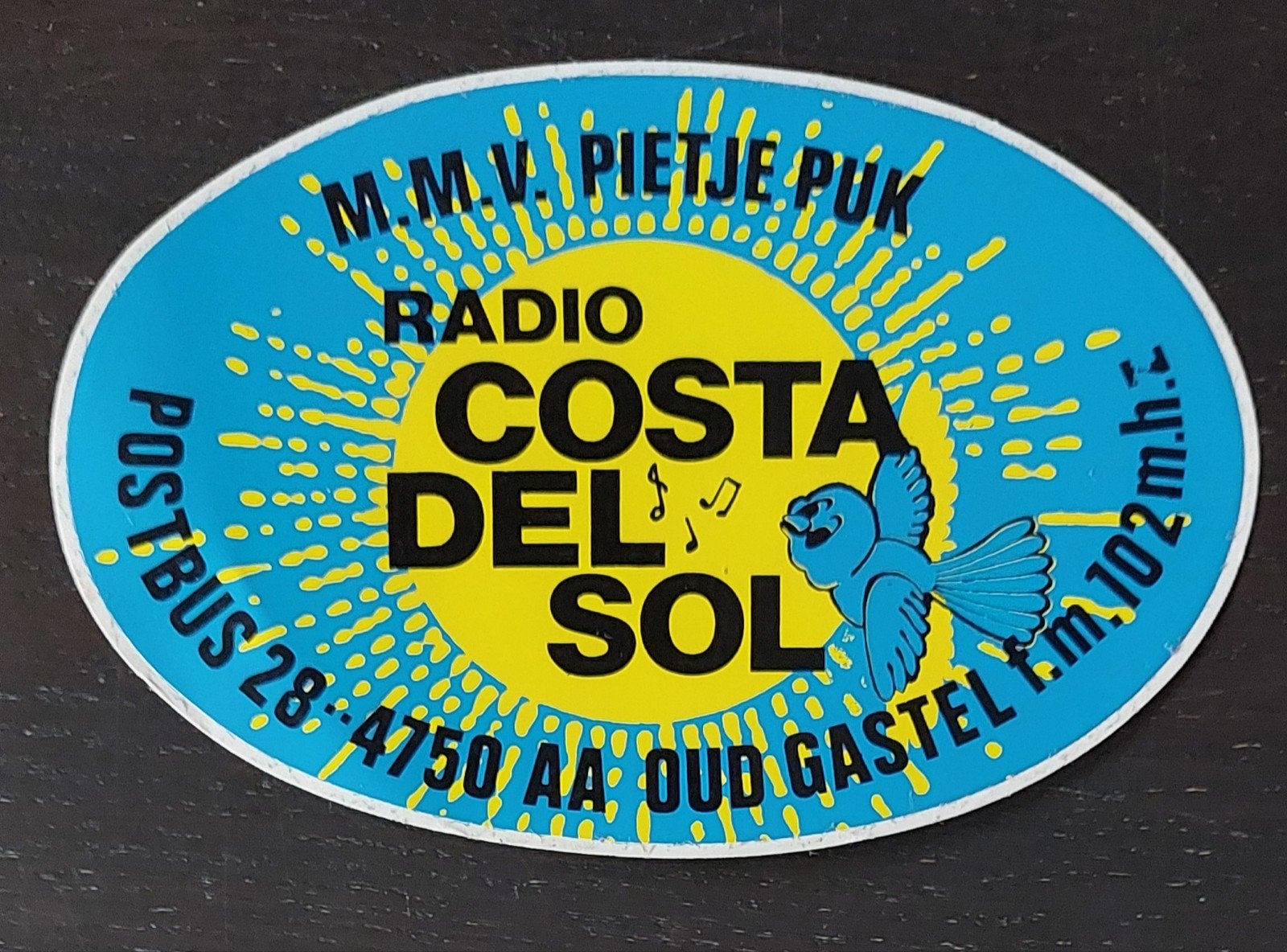 Sticker Radio Costa del Sol Pietje Puk Oud-Gastel Zendpiraat, Ophalen of Verzenden, Gebruikt