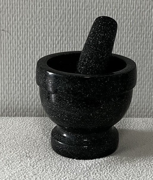 Granieten vijzel met stamper, Overige typen, Ophalen of Verzenden, Zo goed als nieuw, Steen/keramiek