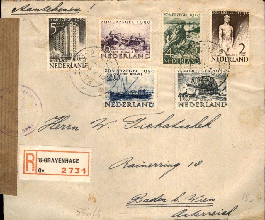 Den Haag - Oostenrijk - Zomerzegels - 1950, Verzenden, Envelop