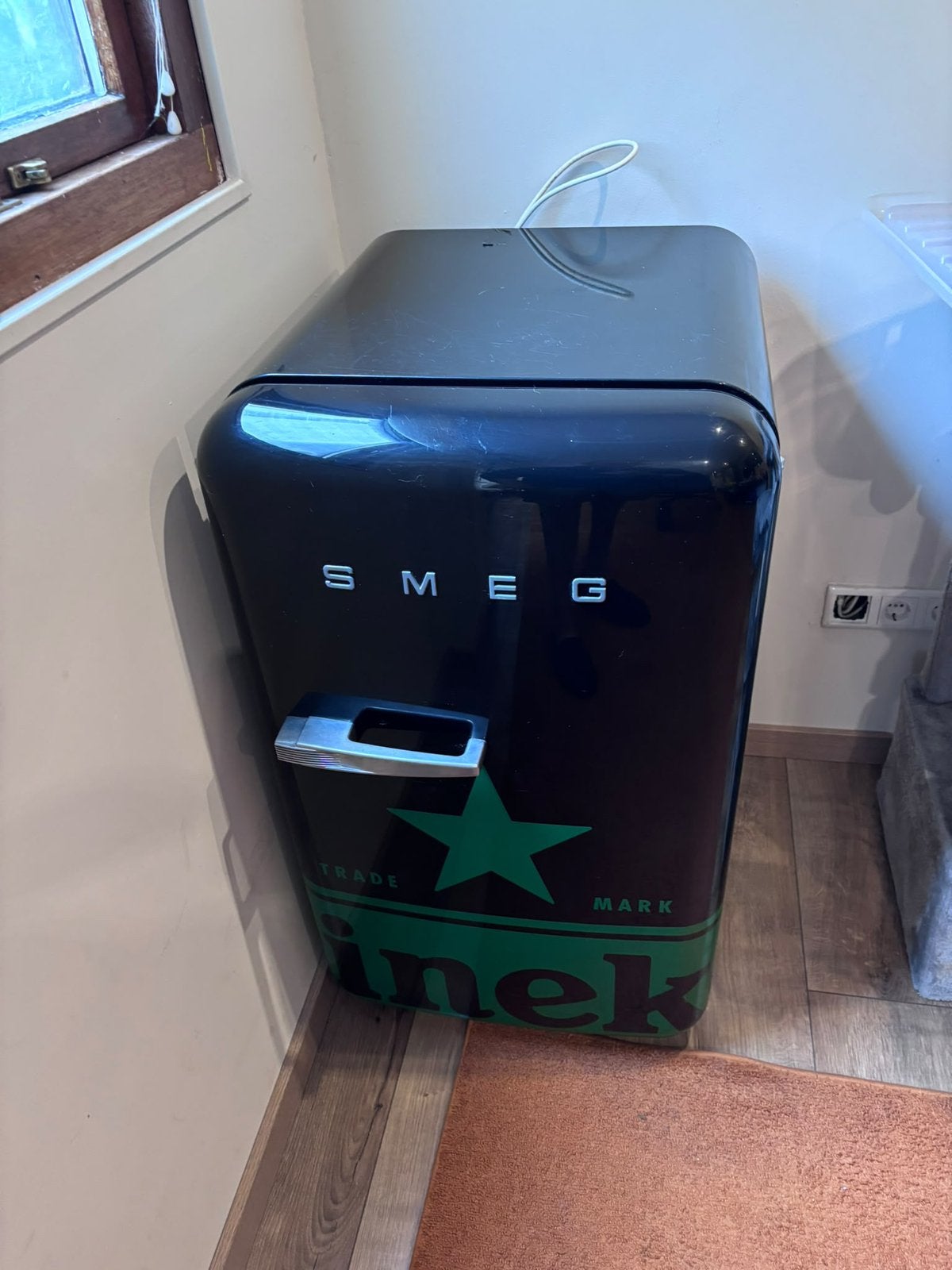 Smeg Heineken koelkast, Minder dan 60 m³, 3 snelheden of meer, Ophalen of Verzenden, Zo goed als nieuw