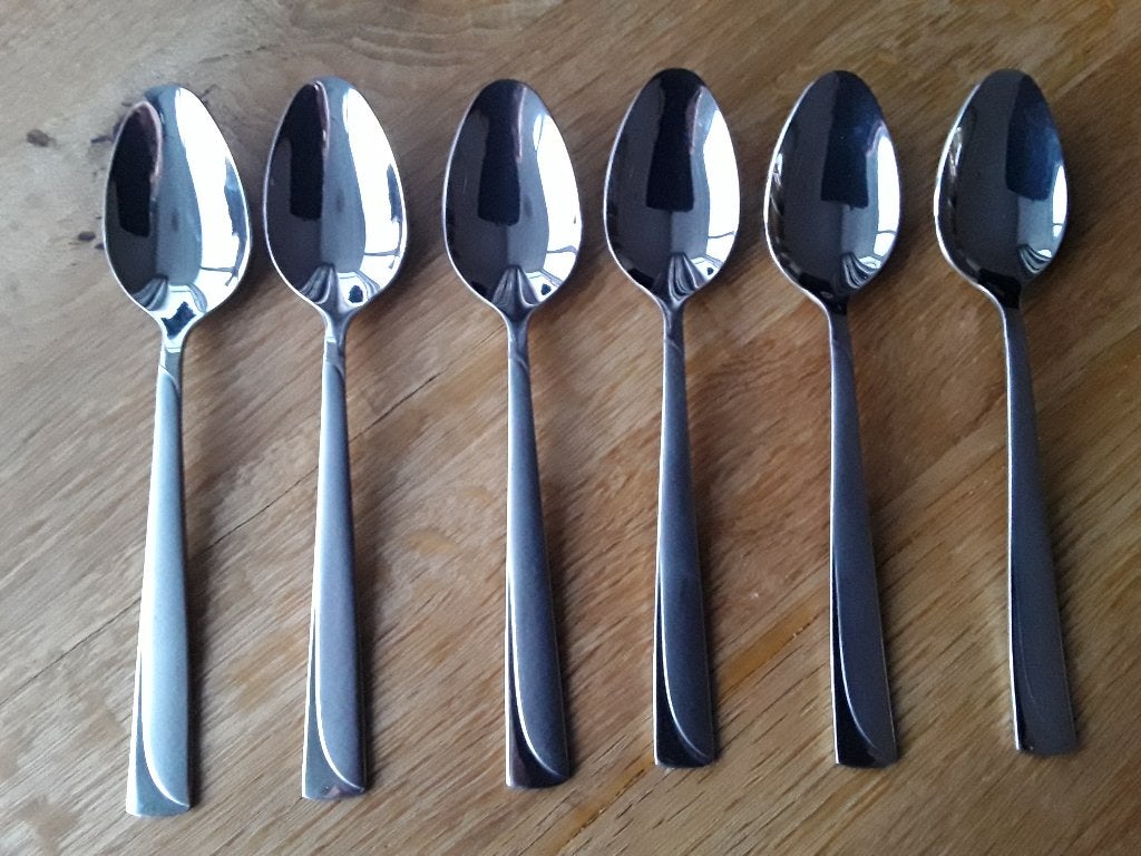 6 (soep) lepels 18/10 edelglans/ mat motief, Overige materialen, Los bestek, Ophalen of Verzenden, Zo goed als nieuw