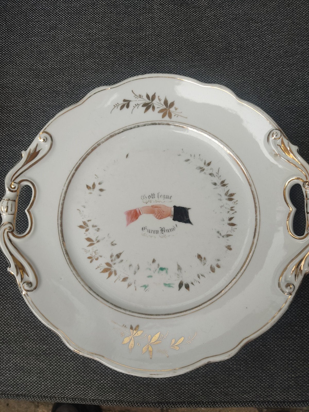porseleinen vintage duits huwlijksbord (1950), Antiek en Kunst, Antiek | Porselein, Ophalen of Verzenden