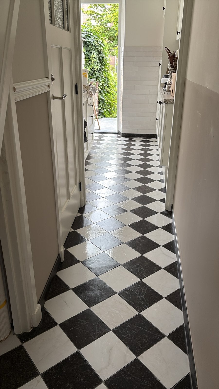 Getrommelde Zwart-witte  vloertegels - Klassiek design, Doe-het-zelf en Verbouw, Tegels, Ophalen, Keramiek, Nieuw, 5 tot 10 m²