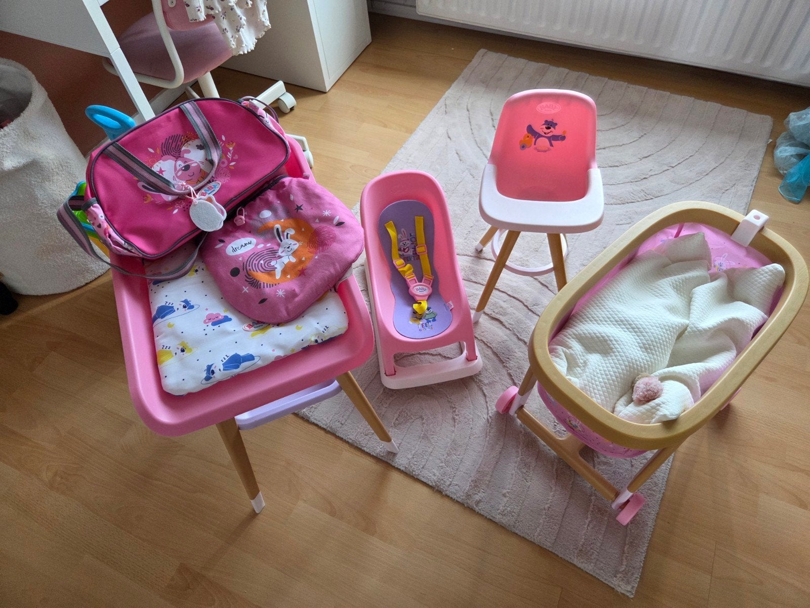 Baby Born Poppen Accessoires Set: , Wieg,Stoel, commode, Ophalen of Verzenden, Zo goed als nieuw, Babypop