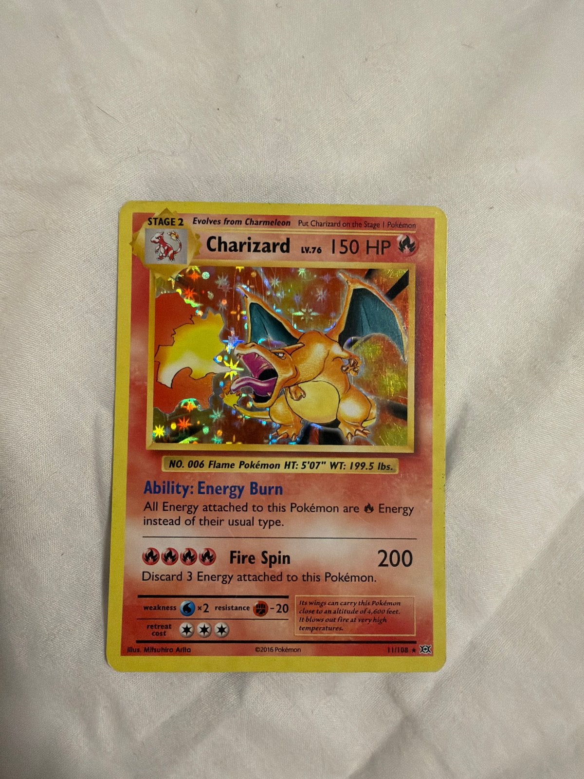 Charizard 11/108 Pokémon kaart -, Gebruikt, Verzenden, Foil, Losse kaart