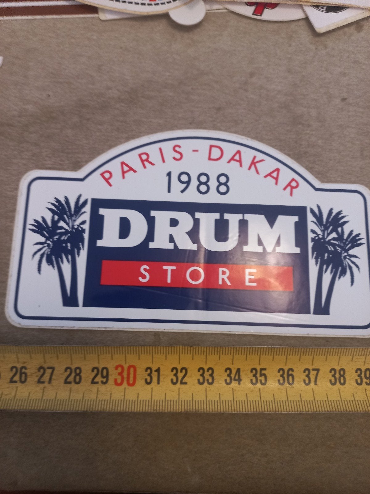Vintage Paris-Dakar 1988 Drum Store sticker, Ophalen of Verzenden, Gebruikt, Auto of Motor