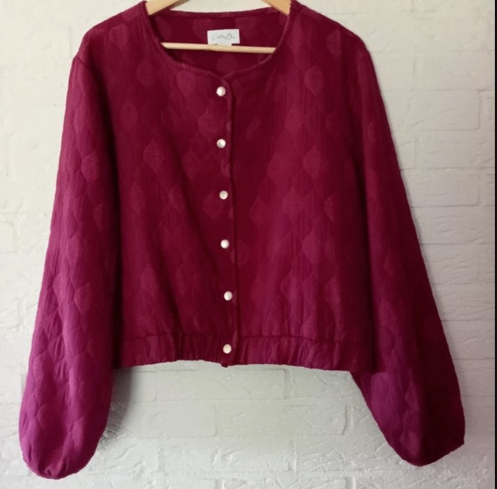 Cotton Club donkerroze bomber jasje maat XL, Kleding | Dames, Verzenden, Maat 42/44 (L), Zo goed als nieuw, Jasje