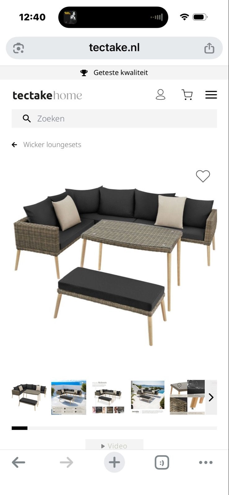 Tectake Nette loungeset met bankje en tafel, Tuin en Terras, Tuinsets en Loungesets, Ophalen, Gebruikt, 8 zitplaatsen, Loungeset