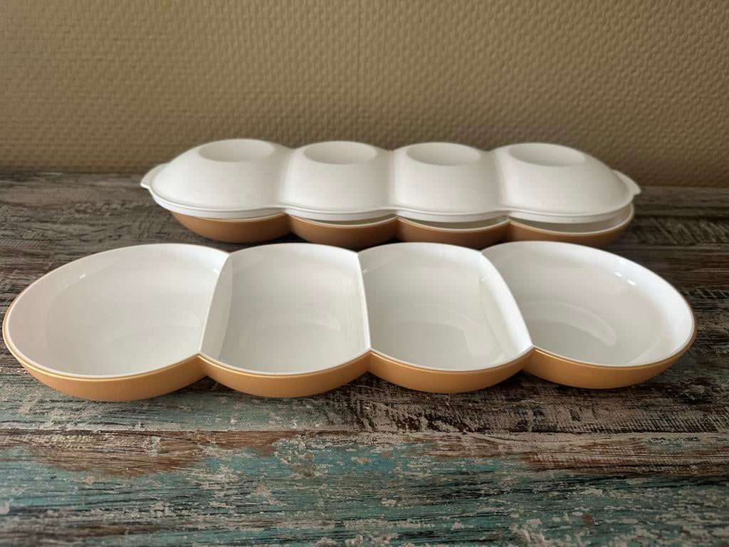 Tupperware Allegra parel goud/wit – serveerset + deksel, Ophalen of Verzenden, Nieuw, Wit, Overige typen