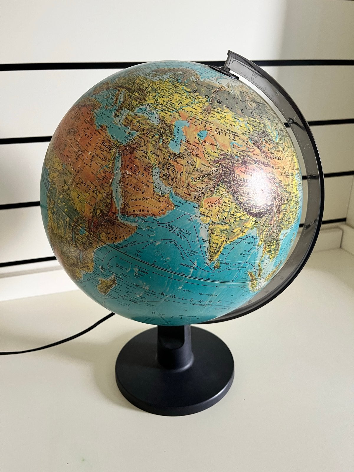 Scan-Globe A/S Wereldbol met licht - Made in Denmark, Gebruikt, Kunststof, Draaibaar, Ophalen of Verzenden