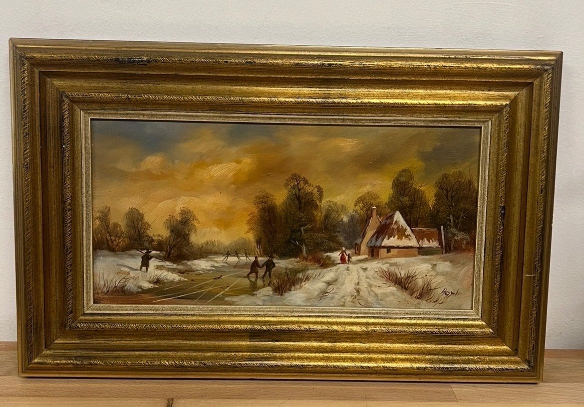 Schilderij Jan van Hessel - Panorama model, Paneel, Ophalen of Verzenden, Gesigneerd, Landschap