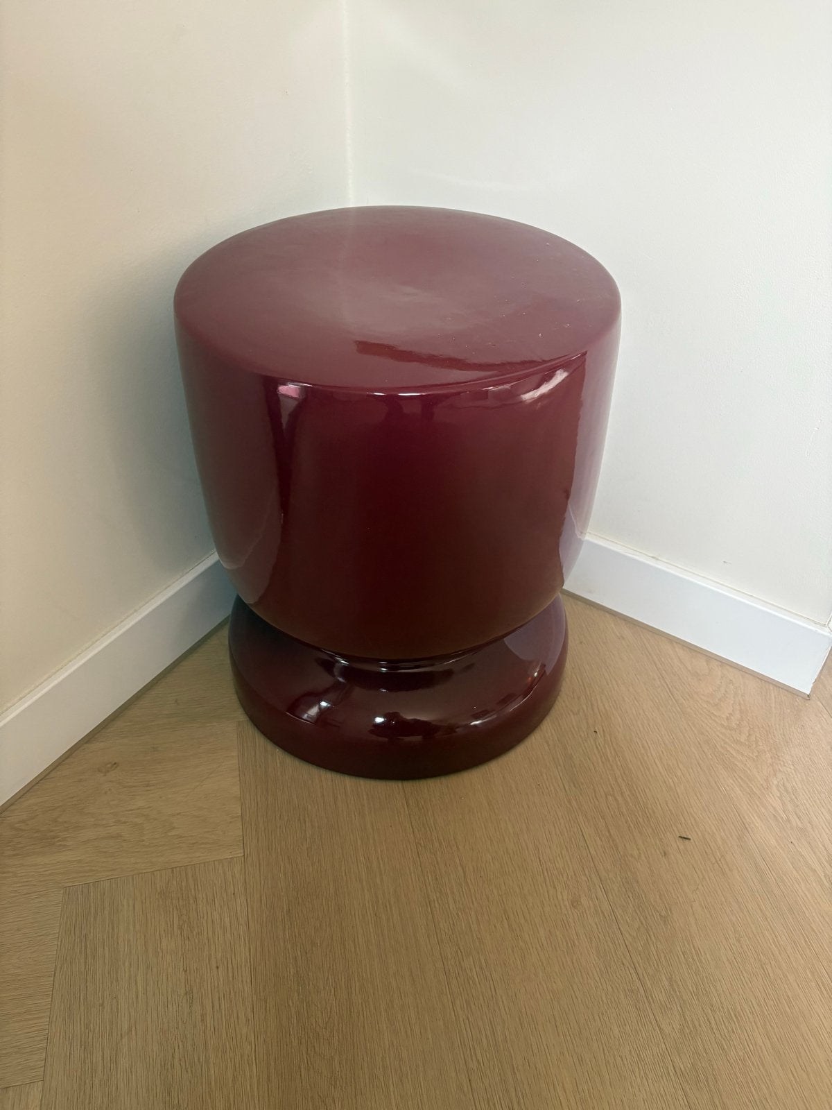 Bijzettafel Leah Burgundy Keramiek - Zo goed als nieuw, Overige materialen, Minder dan 55 cm, Rond, Zo goed als nieuw