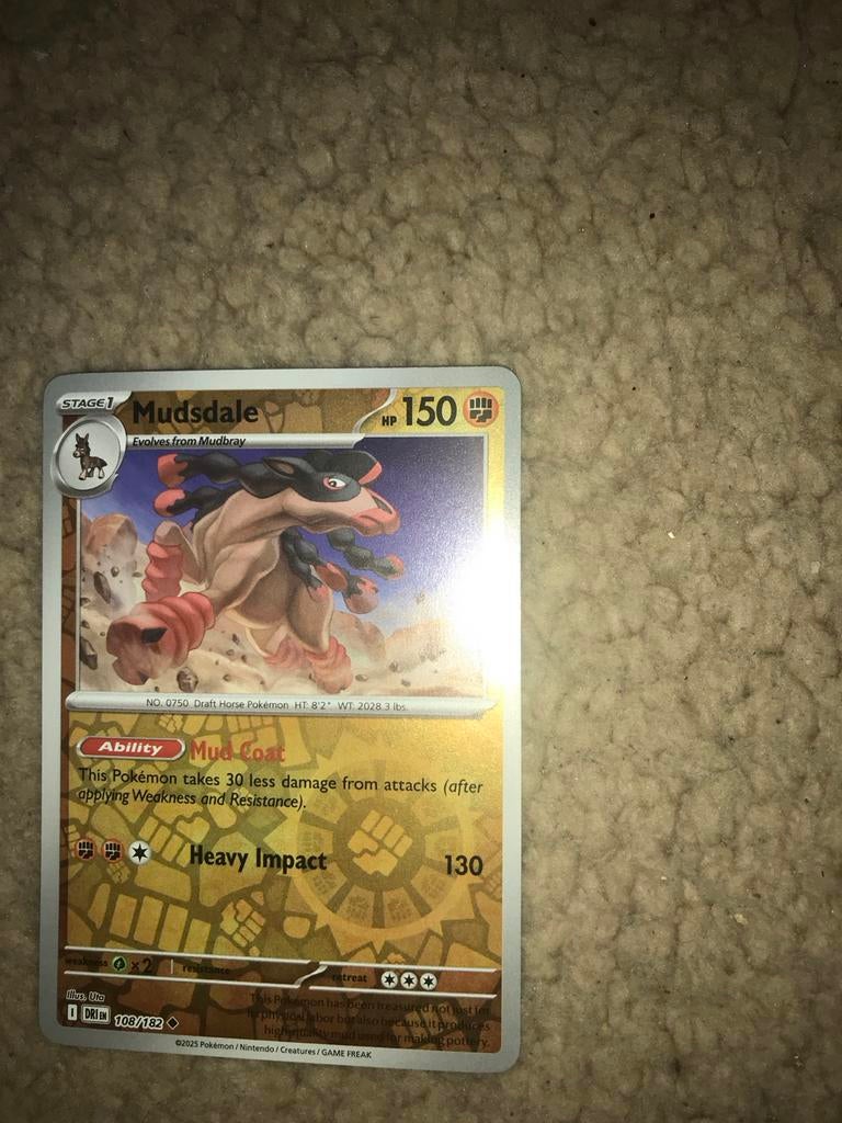 Mudsdale Pokémon kaart 108/182, Ophalen of Verzenden, Gebruikt, Losse kaart
