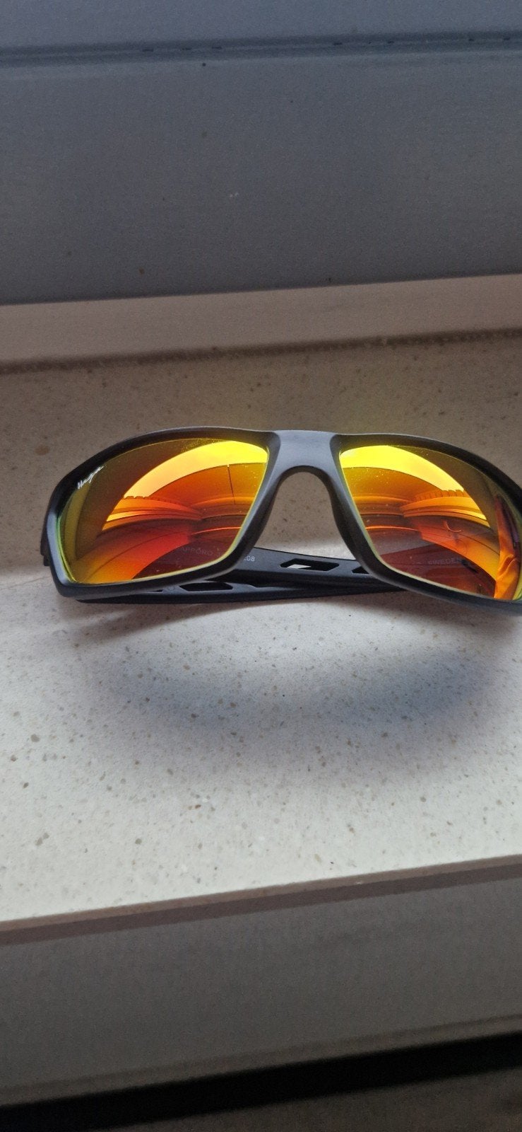 Haga Eyewear Ski Zonnebril met Oranje Spiegelglazen, Overige merken, Zonnebril, Zwart, Ophalen of Verzenden
