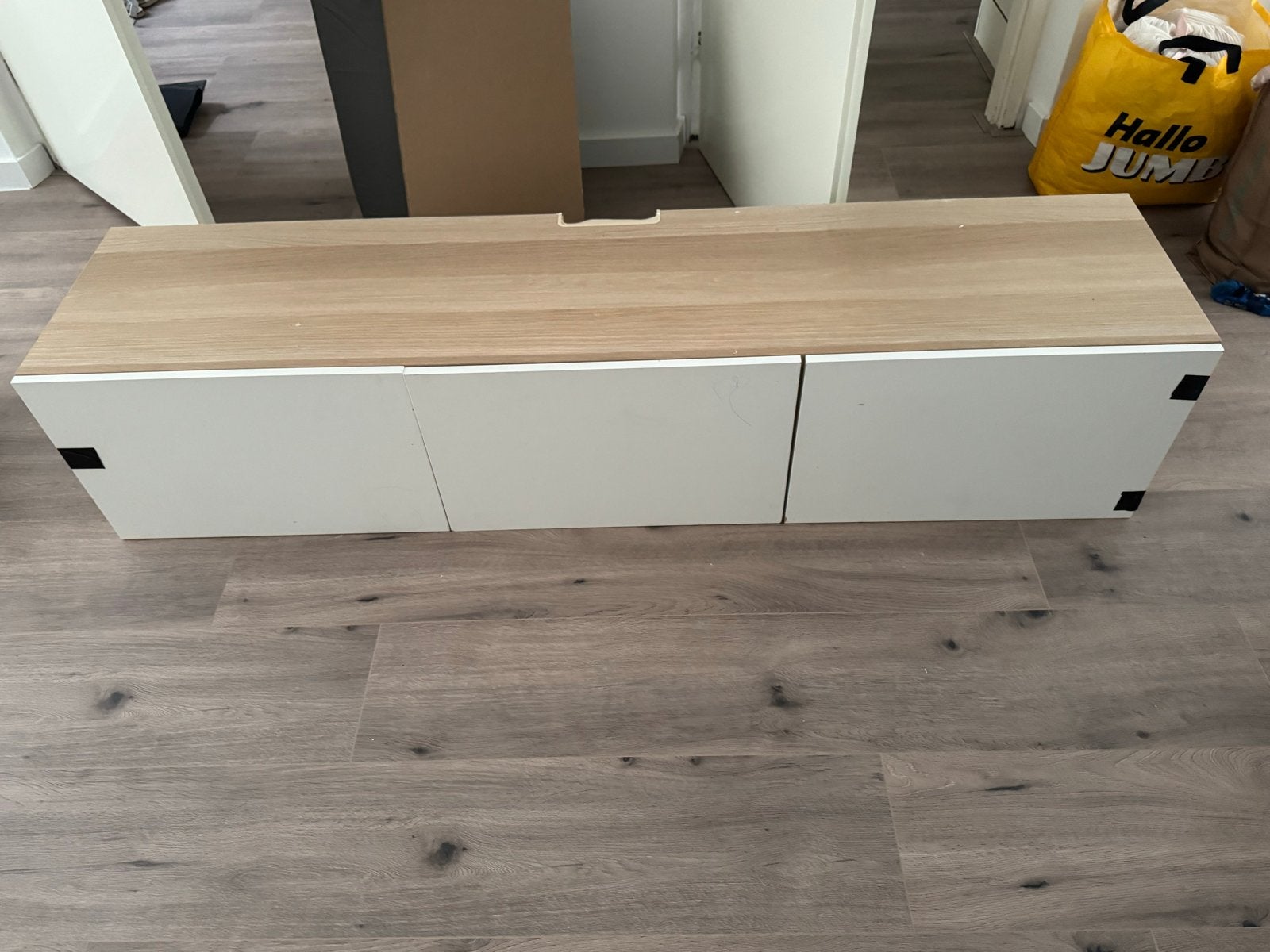 IKEA BESTÅ TV-meubel met deuren, wit gelazuurd eikeneffect, Ophalen, Gebruikt, 150 tot 200 cm, Minder dan 100 cm