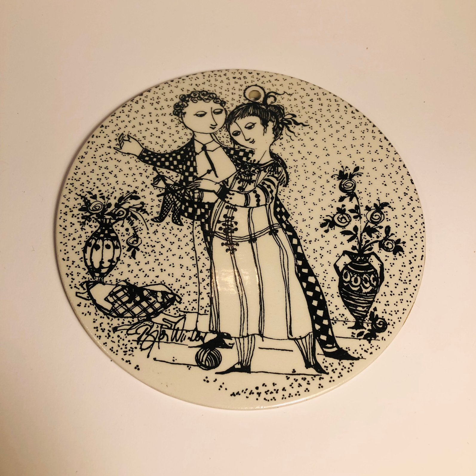 Vintage Bjorn Wiinblad plaquette, tegel uit Denemarken, Antiek en Kunst, Antiek | Wandborden en Tegels, Ophalen of Verzenden