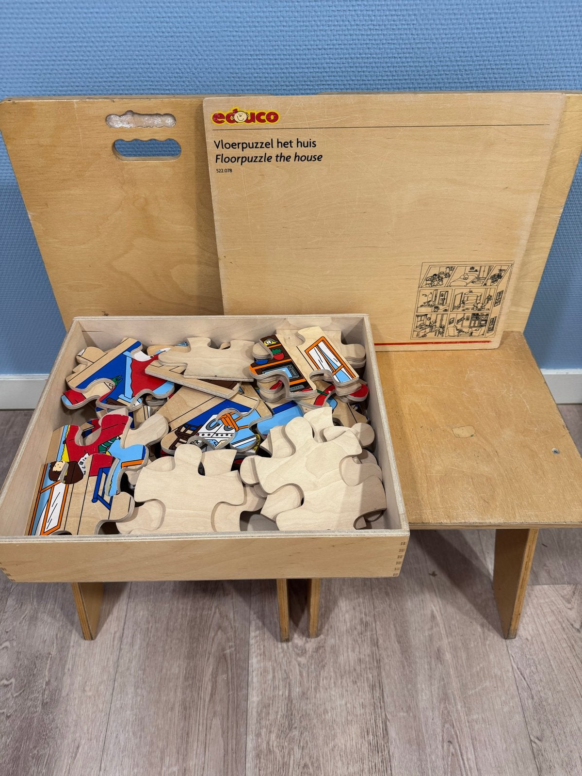Educo Vloerpuzzel Het Huis - Educatief Houten Speelgoed, Ophalen, 2 tot 4 jaar, Gebruikt, 10 tot 50 stukjes