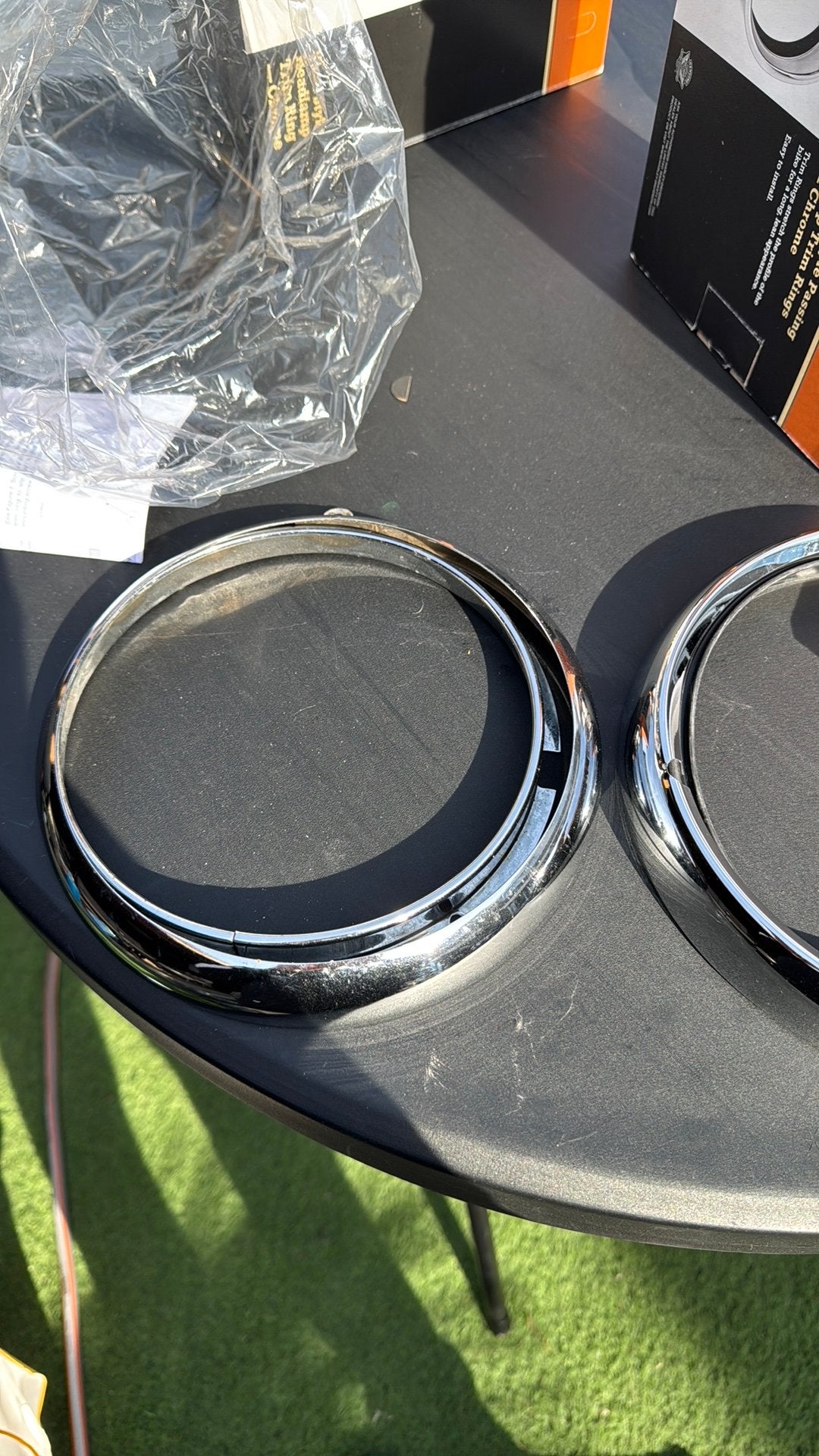 Softail koplamp ringen 2 stuks, Ophalen, Gebruikt