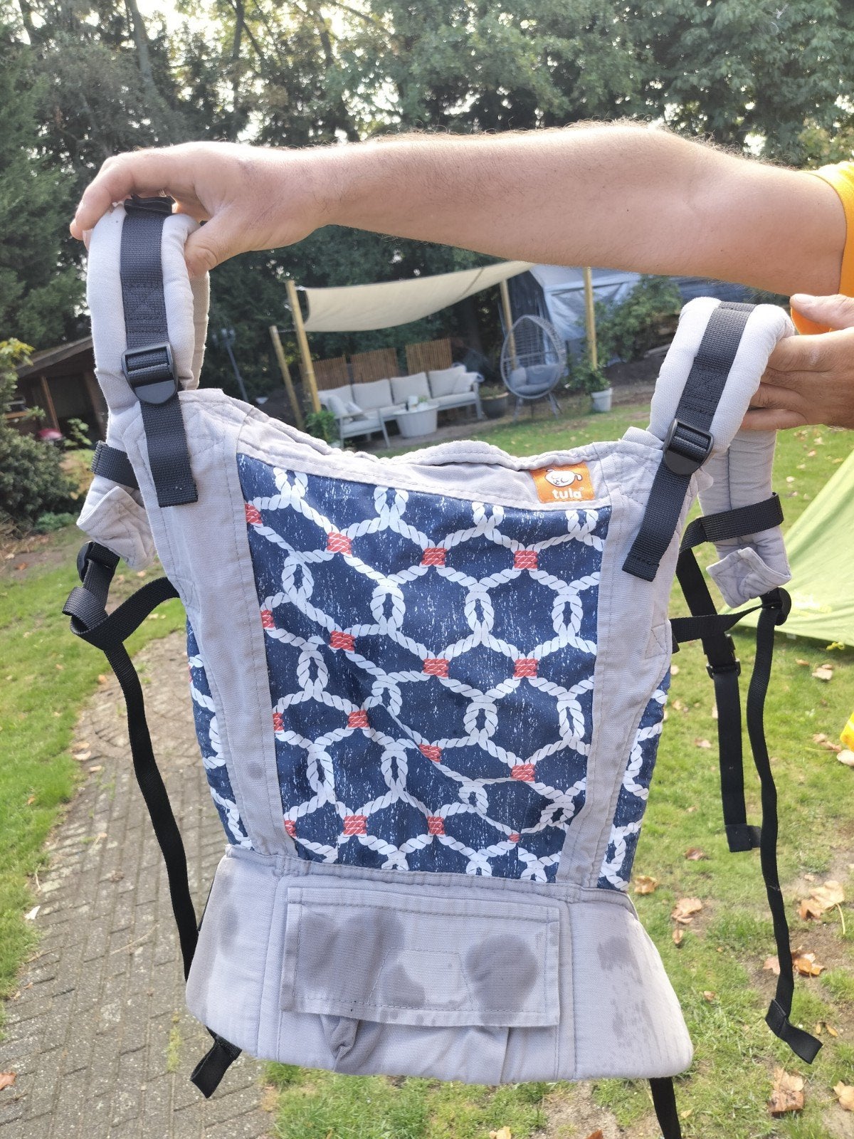 Tula Draagzak met nautisch patroon - Comfortabel en stijlvol, Overige merken, Gebruikt, Buik of Rug, Ophalen of Verzenden