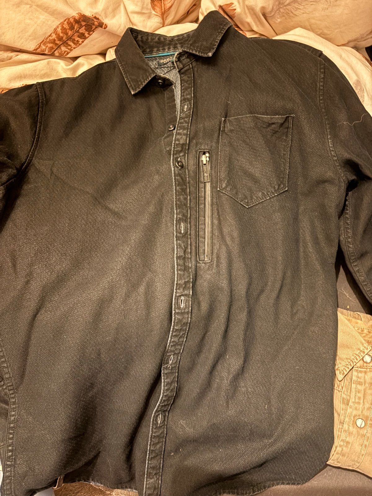 Cast Iron Premium Denim Zwart Overhemd Maat L, Ophalen of Verzenden, Zo goed als nieuw, Zwart, Halswijdte 41/42 (L)