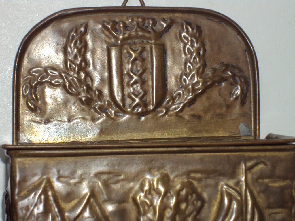 Messing /koperen zwavelstokjes bakje, Antiek en Kunst, Verzenden, Koper