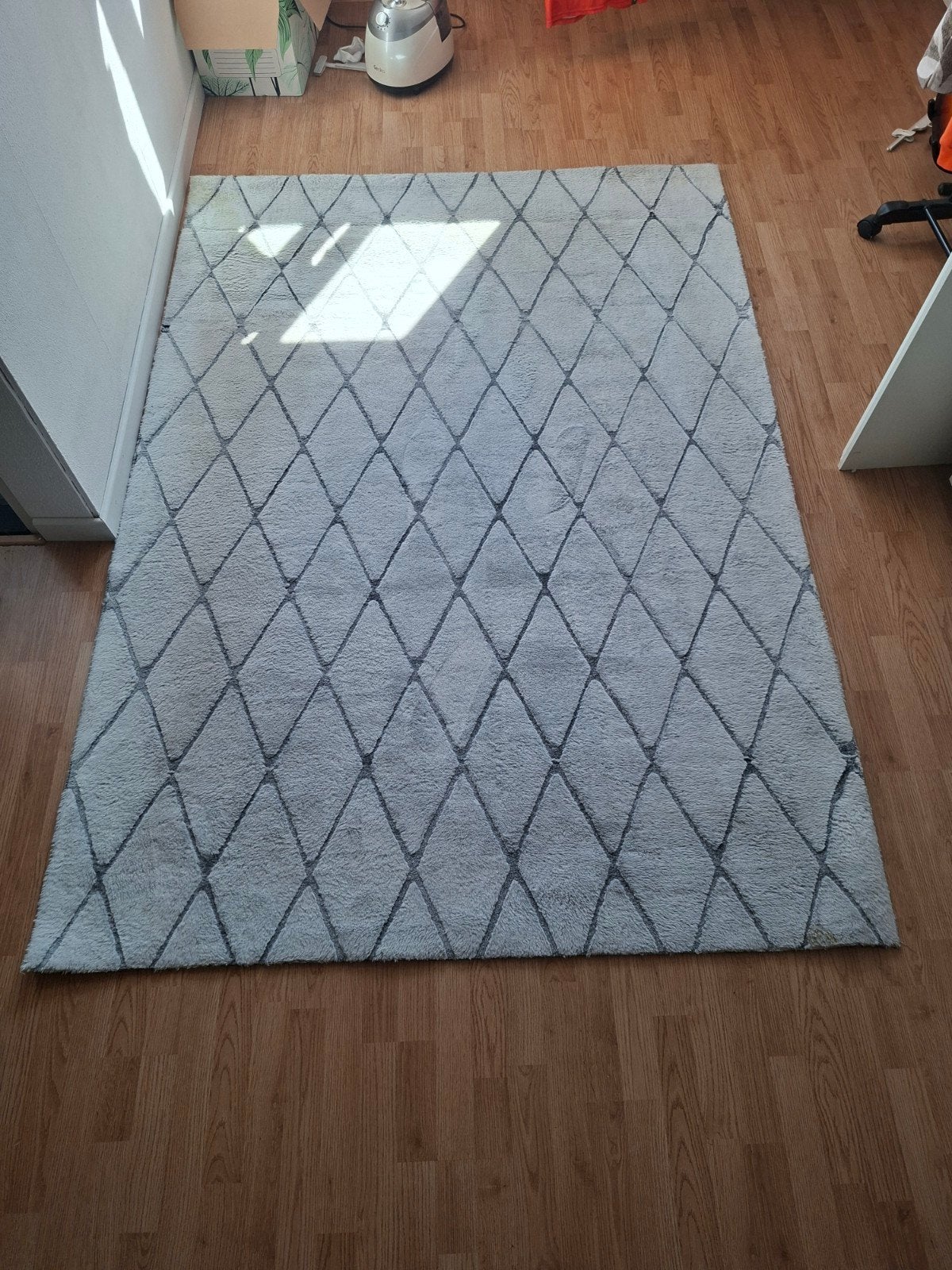 Laagpolig tapijt met ruitmotief 230x160cm, Ophalen, 150 tot 200 cm, 200 cm of meer, Grijs