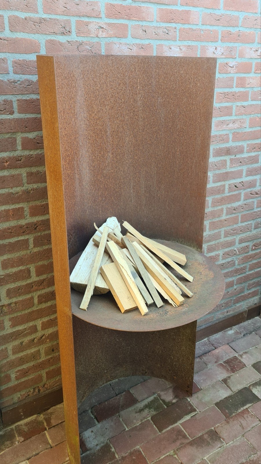 Cortenstaal vuurschaal - 60cm doorsnee, 150cm hoog, Tuin en Terras, Ophalen, Zo goed als nieuw