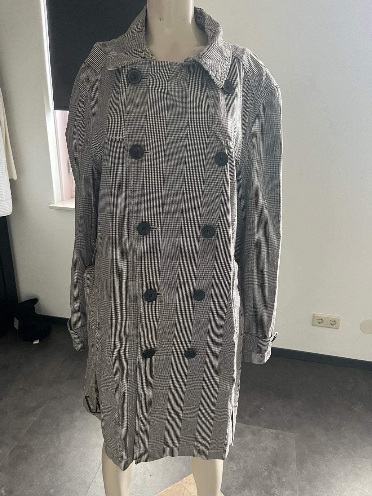Cold Method Trenchcoat Geruit Maat L, Ophalen of Verzenden, Zo goed als nieuw, Maat 42/44 (L), Grijs