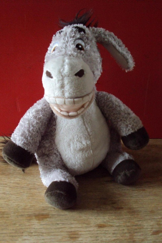 Shrek Donkey / ezel beany 24cm zittend zeer wollig en zacht, Ophalen of Verzenden, Zo goed als nieuw, Overige typen